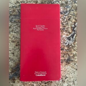 Crate & Barrel Holiday CandleLights Six 10” Red Candles Denmark new in box